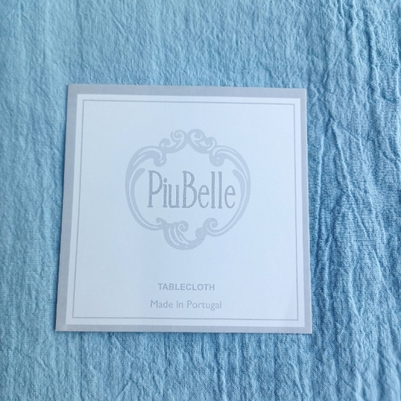 PIU BELLE SHABBY CHIC  BLUE LINEN COTTON TABLECOTH NWT 60X104 - Picture 2 of 16